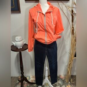 ZINE women's zip up windbreaker peach Medium hooded pockets 100 polyester EUC